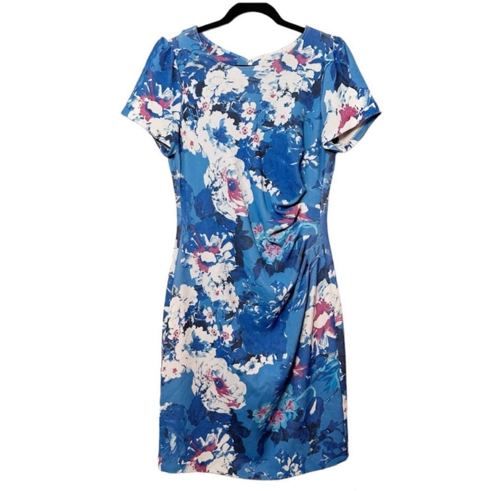 Adrianna Papell Sheath Floral Side Drape Dress Sz 12 - Picture 10 of 10